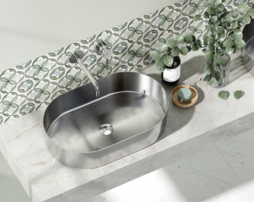 LAVABO DA APPOGGIO JUPITER IN ACCIAIO INOSSIDABILE COLORE ACCIAIO SPAZZOLATO 550x350x115 mm