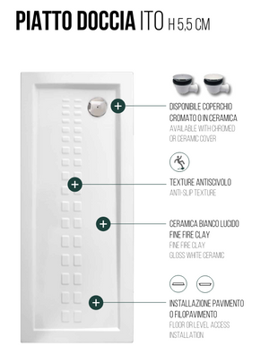 PIATTO DOCCIA RETTANGOLARE 80x100 IN CERAMICA H.5.5 SERIE ITO DI CERAMICA ALTHEA