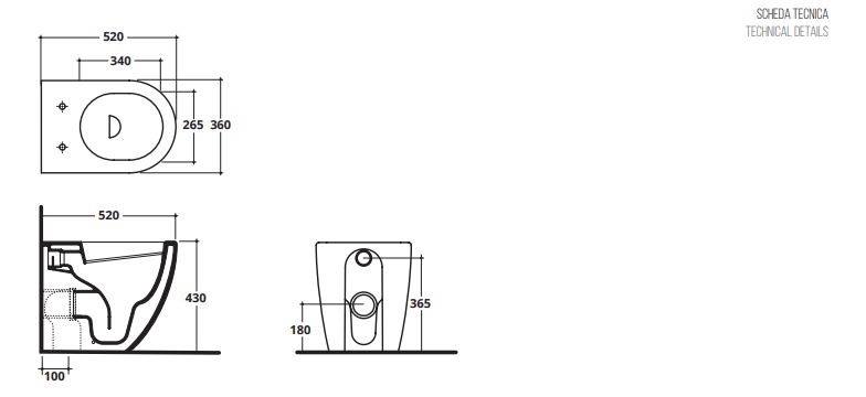 COPPIA DI SANITARI FILOMURO RIMLESS SERIE COVER DI CERAMICA ALTHEA PROF.52 COMPLETO DI COPRIWATER SOFTCLOSE