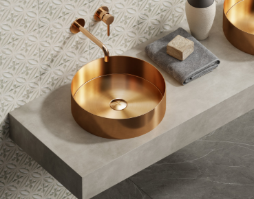 LAVABO DA APPOGGIO VENUS IN ACCIAIO INOSSIDABILE COLORE ROSE GOLD 380x380x110 mm